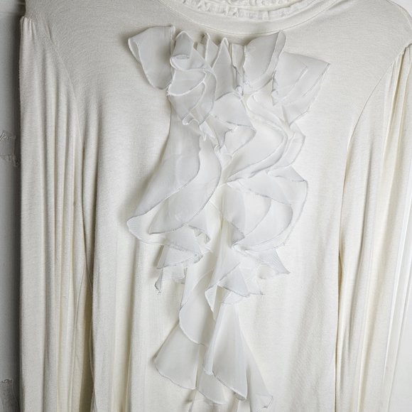 Lovestitch Women Ivory Ruffles Blouse Size Large - Picture 2 of 9